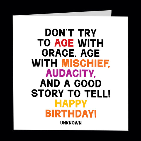 "don't age with grace" card