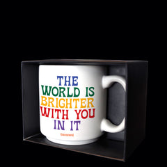 "world is brighter" mini mug